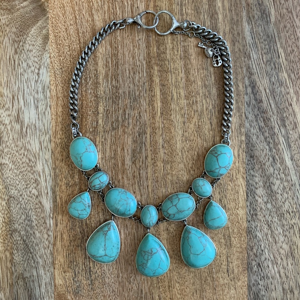 Fossil | Turquoise and Silver Statement Necklace